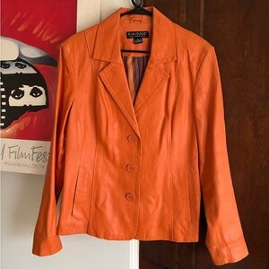 Vintage orange genuine leather blazer